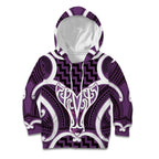 Aotearoa Atua Tangaroa Personalised Kid Hoodie God Of The Sea Maori Whale Tail Purple