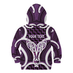 Aotearoa Atua Tangaroa Personalised Kid Hoodie God Of The Sea Maori Whale Tail Purple