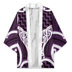 Aotearoa Atua Tangaroa Personalised Kimono God Of The Sea Maori Whale Tail Purple
