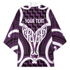 Aotearoa Atua Tangaroa Personalised Kimono God Of The Sea Maori Whale Tail Purple