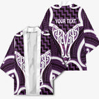 Aotearoa Atua Tangaroa Personalised Kimono God Of The Sea Maori Whale Tail Purple