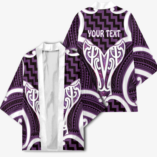 Aotearoa Atua Tangaroa Personalised Kimono God Of The Sea Maori Whale Tail Purple