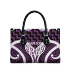 Aotearoa Atua Tangaroa Personalised Leather Bag God Of The Sea Maori Whale Tail Purple