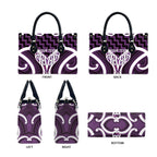 Aotearoa Atua Tangaroa Personalised Leather Bag God Of The Sea Maori Whale Tail Purple