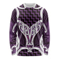 Aotearoa Atua Tangaroa Personalised Long Sleeve Shirt God Of The Sea Maori Whale Tail Purple