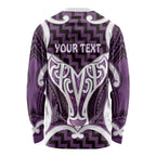 Aotearoa Atua Tangaroa Personalised Long Sleeve Shirt God Of The Sea Maori Whale Tail Purple
