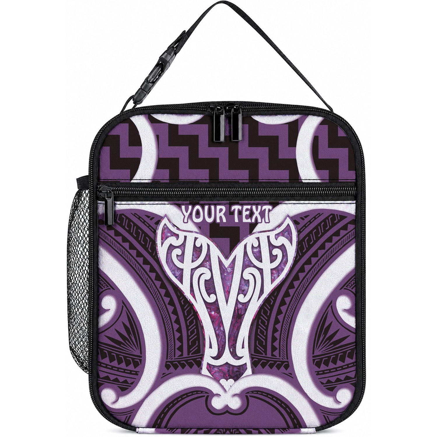 Aotearoa Atua Tangaroa Personalised Lunch Bag God Of The Sea Maori Whale Tail Purple