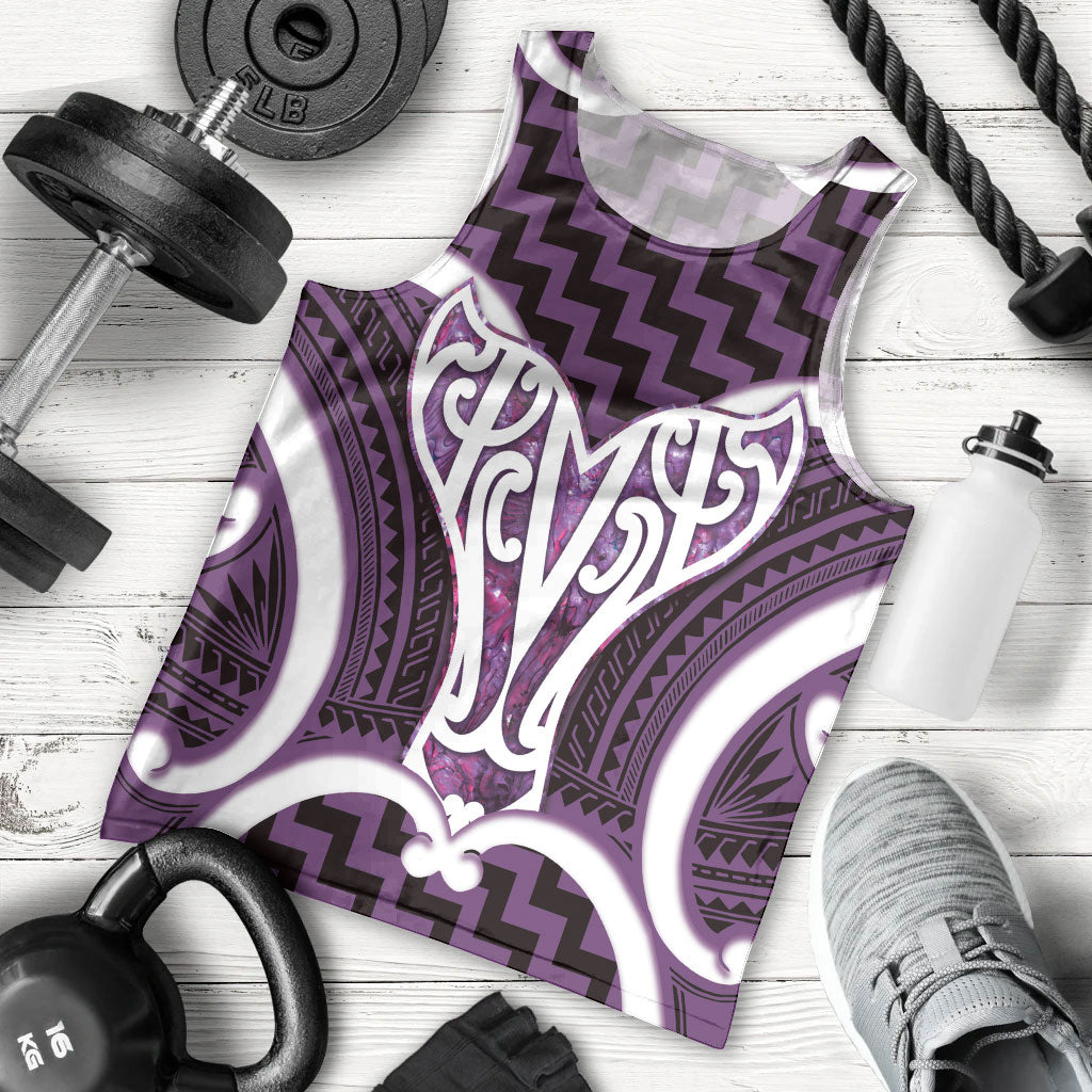 Aotearoa Atua Tangaroa Personalised Men Tank Top God Of The Sea Maori Whale Tail Purple