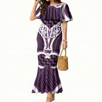 Aotearoa Atua Tangaroa Personalised Mermaid Dress God Of The Sea Maori Whale Tail Purple