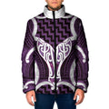 Aotearoa Atua Tangaroa Personalised Padded Jacket God Of The Sea Maori Whale Tail Purple