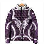 Aotearoa Atua Tangaroa Personalised Padded Jacket God Of The Sea Maori Whale Tail Purple