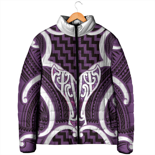 Aotearoa Atua Tangaroa Personalised Padded Jacket God Of The Sea Maori Whale Tail Purple
