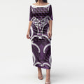 Aotearoa Atua Tangaroa Personalised Puletasi God Of The Sea Maori Whale Tail Purple