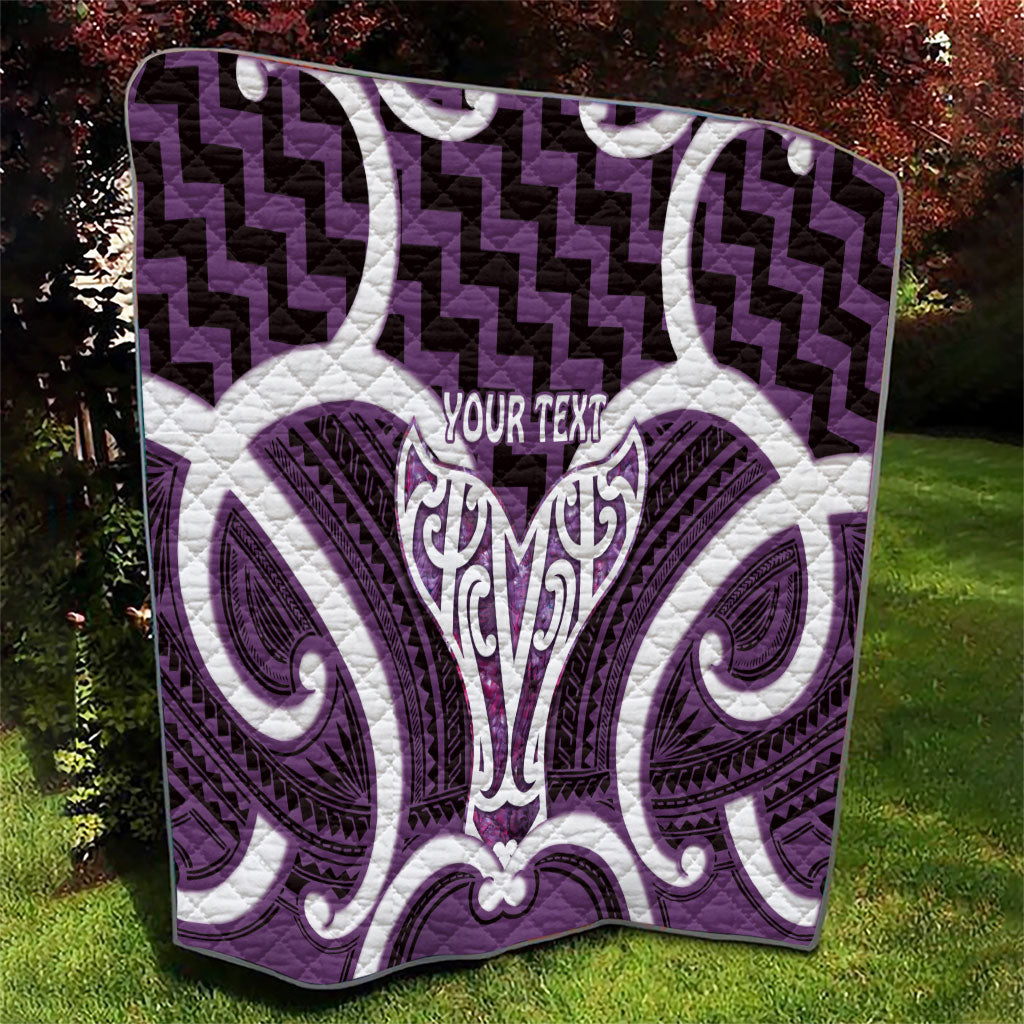 Aotearoa Atua Tangaroa Personalised Quilt God Of The Sea Maori Whale Tail Purple