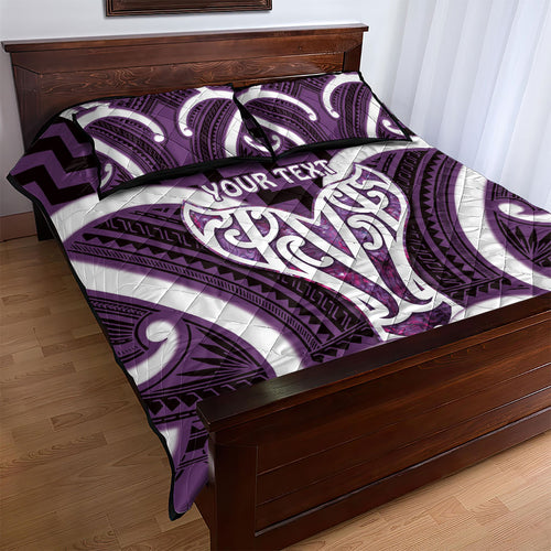 Aotearoa Atua Tangaroa Personalised Quilt Bed Set God Of The Sea Maori Whale Tail Purple