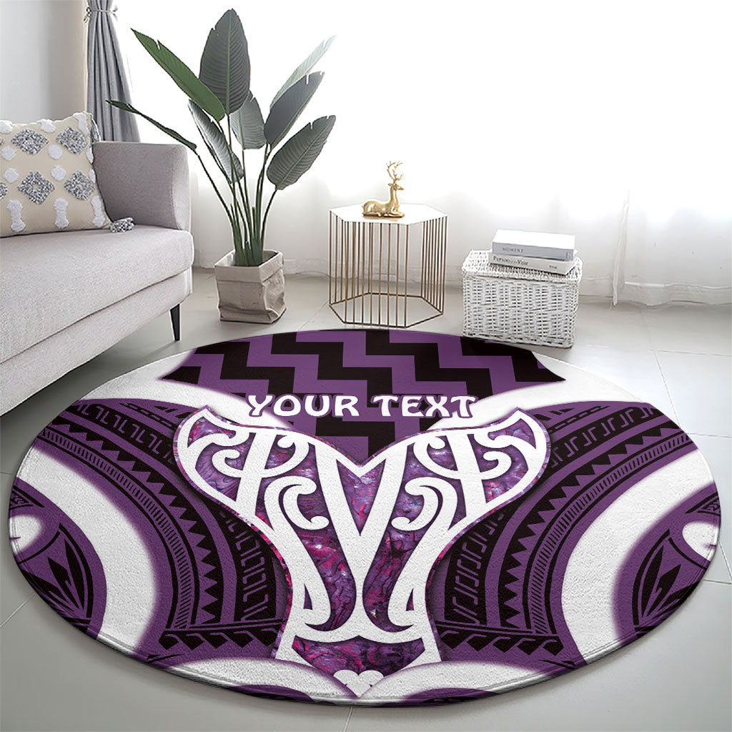 Aotearoa Atua Tangaroa Personalised Round Carpet God Of The Sea Maori Whale Tail Purple