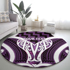 Aotearoa Atua Tangaroa Personalised Round Carpet God Of The Sea Maori Whale Tail Purple