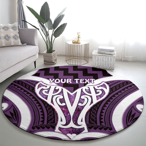Aotearoa Atua Tangaroa Personalised Round Carpet God Of The Sea Maori Whale Tail Purple