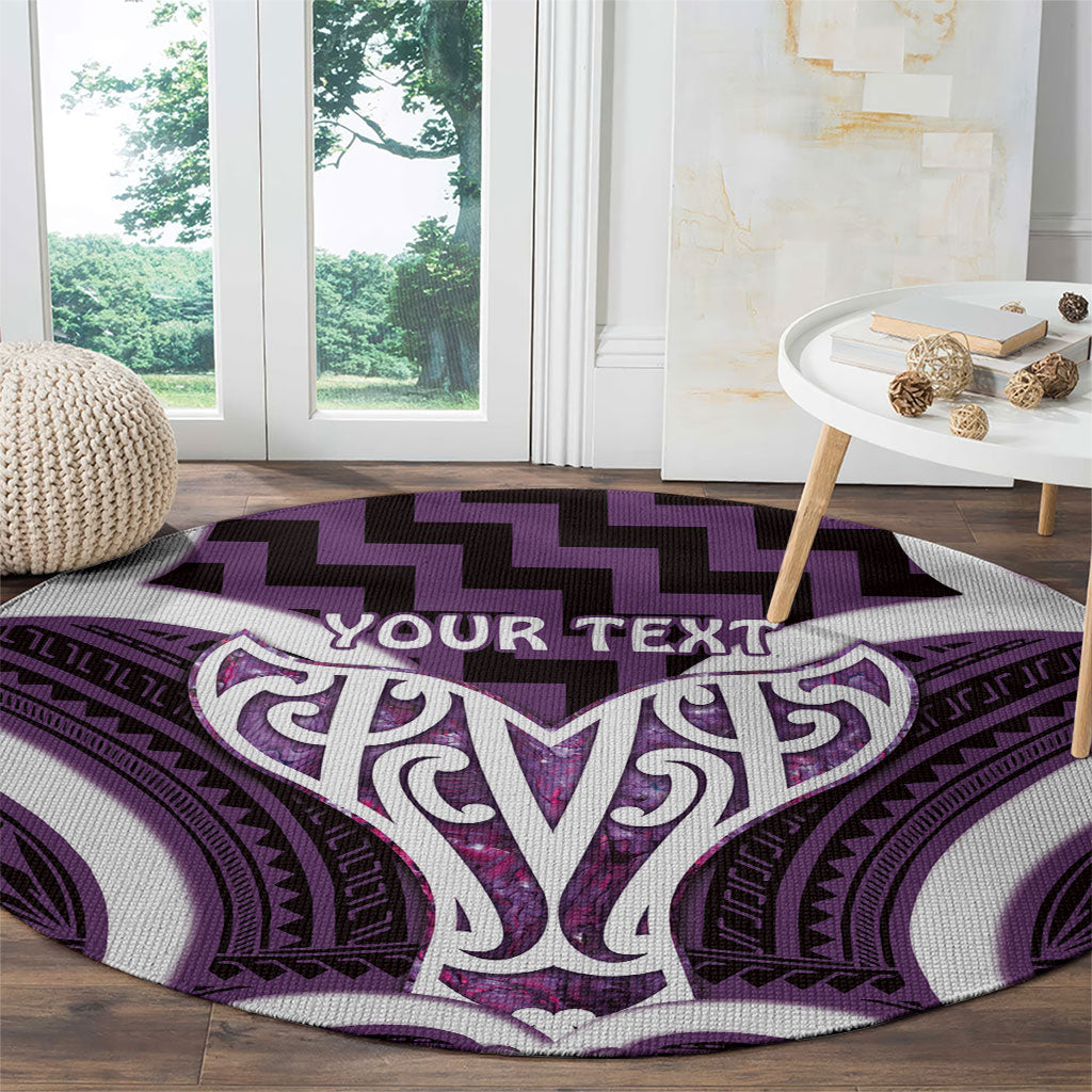 Aotearoa Atua Tangaroa Personalised Round Carpet God Of The Sea Maori Whale Tail Purple
