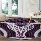 Aotearoa Atua Tangaroa Personalised Round Carpet God Of The Sea Maori Whale Tail Purple