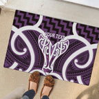 Aotearoa Atua Tangaroa Personalised Rubber Doormat God Of The Sea Maori Whale Tail Purple