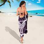 Aotearoa Atua Tangaroa Personalised Sarong God Of The Sea Maori Whale Tail Purple