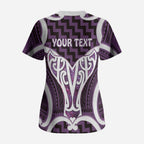 Aotearoa Atua Tangaroa Personalised Scrub Top God Of The Sea Maori Whale Tail Purple