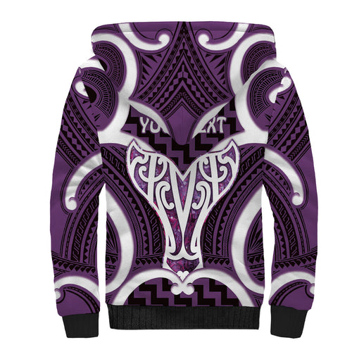 Aotearoa Atua Tangaroa Personalised Sherpa Hoodie God Of The Sea Maori Whale Tail Purple