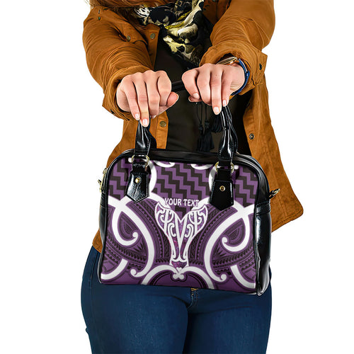 Aotearoa Atua Tangaroa Personalised Shoulder Handbag God Of The Sea Maori Whale Tail Purple