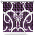 Aotearoa Atua Tangaroa Personalised Shower Curtain God Of The Sea Maori Whale Tail Purple