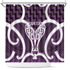 Aotearoa Atua Tangaroa Personalised Shower Curtain God Of The Sea Maori Whale Tail Purple