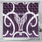 Aotearoa Atua Tangaroa Personalised Shower Curtain God Of The Sea Maori Whale Tail Purple