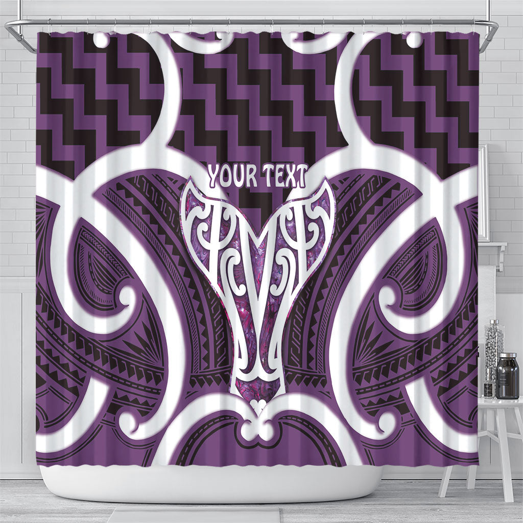 Aotearoa Atua Tangaroa Personalised Shower Curtain God Of The Sea Maori Whale Tail Purple
