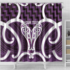 Aotearoa Atua Tangaroa Personalised Shower Curtain God Of The Sea Maori Whale Tail Purple