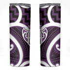 Aotearoa Atua Tangaroa Personalised Skinny Tumbler God Of The Sea Maori Whale Tail Purple