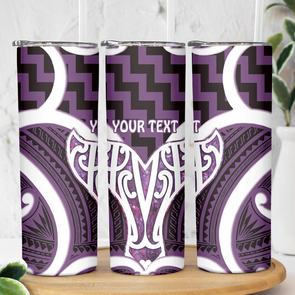 Aotearoa Atua Tangaroa Personalised Skinny Tumbler God Of The Sea Maori Whale Tail Purple