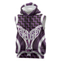 Aotearoa Atua Tangaroa Personalised Sleeveless Hoodie God Of The Sea Maori Whale Tail Purple