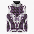 Aotearoa Atua Tangaroa Personalised Sleeveless Puffer Jacket God Of The Sea Maori Whale Tail Purple