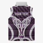 Aotearoa Atua Tangaroa Personalised Sleeveless Puffer Jacket God Of The Sea Maori Whale Tail Purple