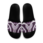 Aotearoa Atua Tangaroa Personalised Slide Sandals God Of The Sea Maori Whale Tail Purple