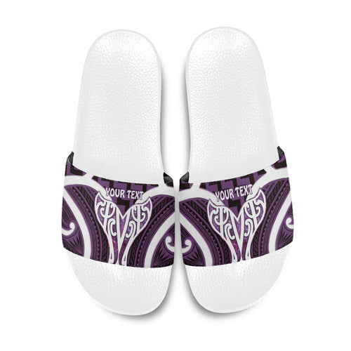 Aotearoa Atua Tangaroa Personalised Slide Sandals God Of The Sea Maori Whale Tail Purple