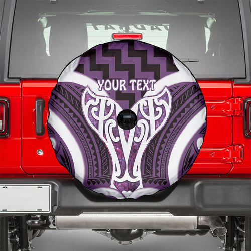Aotearoa Atua Tangaroa Personalised Spare Tire Cover God Of The Sea Maori Whale Tail Purple