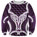 Aotearoa Atua Tangaroa Personalised Sweatshirt God Of The Sea Maori Whale Tail Purple