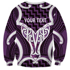 Aotearoa Atua Tangaroa Personalised Sweatshirt God Of The Sea Maori Whale Tail Purple