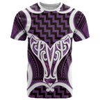 Aotearoa Atua Tangaroa Personalised T Shirt God Of The Sea Maori Whale Tail Purple