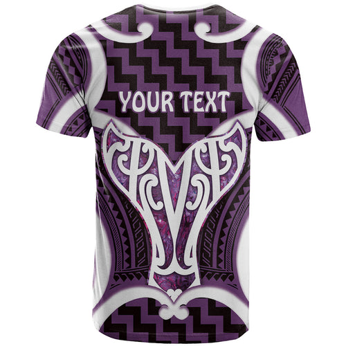 Aotearoa Atua Tangaroa Personalised T Shirt God Of The Sea Maori Whale Tail Purple