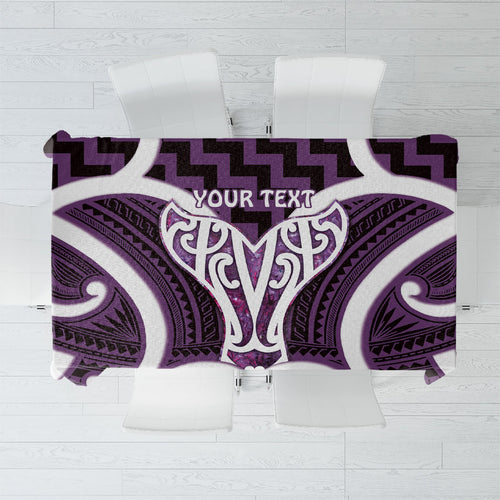 Aotearoa Atua Tangaroa Personalised Tablecloth God Of The Sea Maori Whale Tail Purple