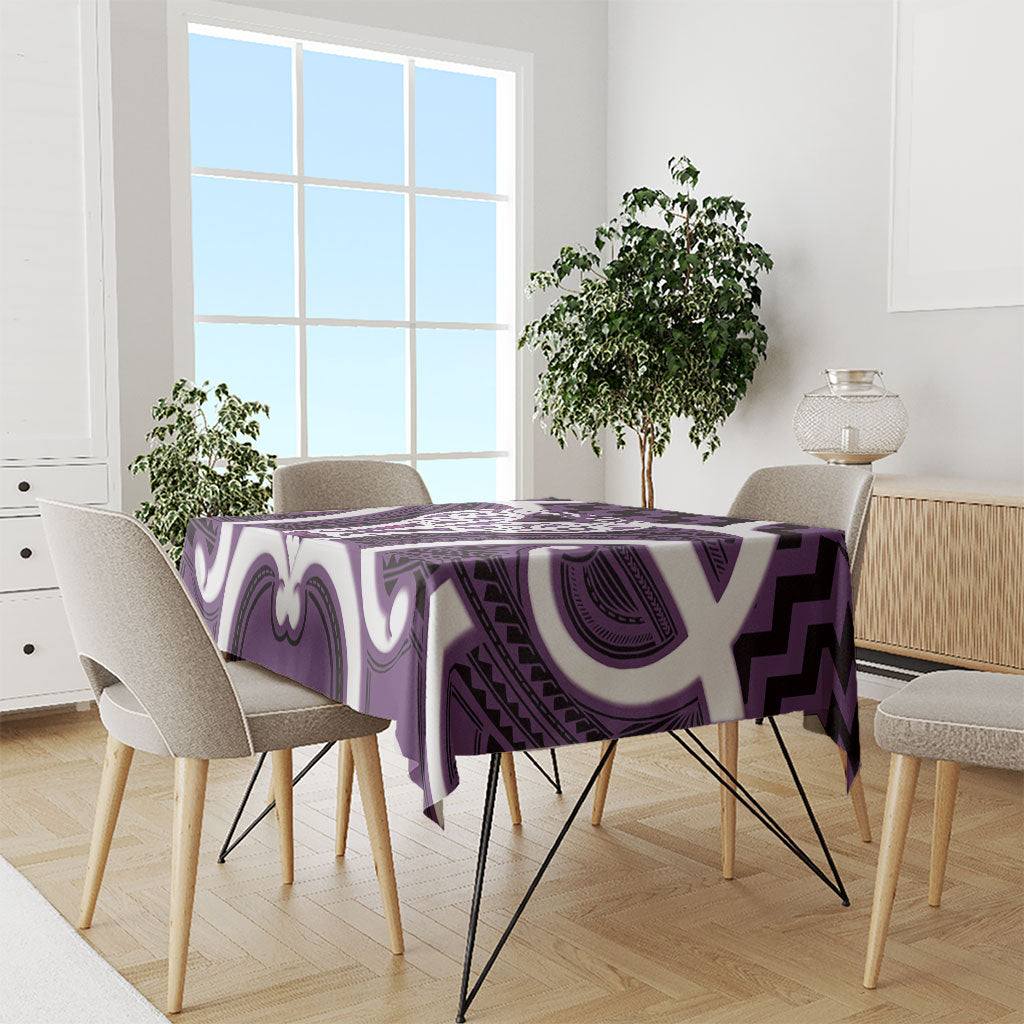 Aotearoa Atua Tangaroa Personalised Tablecloth God Of The Sea Maori Whale Tail Purple