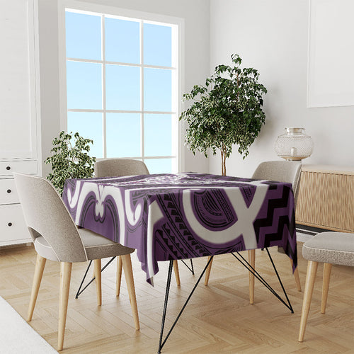 Aotearoa Atua Tangaroa Personalised Tablecloth God Of The Sea Maori Whale Tail Purple