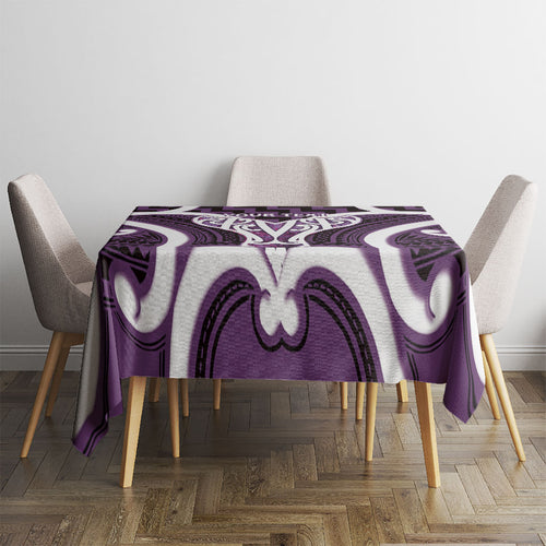 Aotearoa Atua Tangaroa Personalised Tablecloth God Of The Sea Maori Whale Tail Purple
